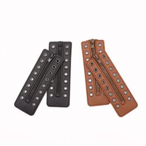 PU Leather <b>Boot</b> Zipper Shoelaces Inserts Tieless Lace up Zipper Laces 8 Eyelet for <b>Boots</b> Shoes Waterproof Apparel Accessories - Product Image 3