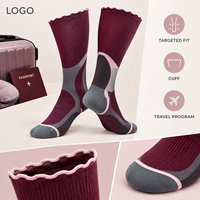 Chaussettes de compression graduée gris bordeaux pour mollets larges, avec embout renforcé, vente en gros, développement de la tricoterie, inspection de la qualité