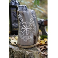 Taza de Cuerno Vintage Ecológica de la Mejor Calidad con Asa, Gran Capacidad para Bar en Casa, Regalos para Festivales Medievales, Precio de Fábrica