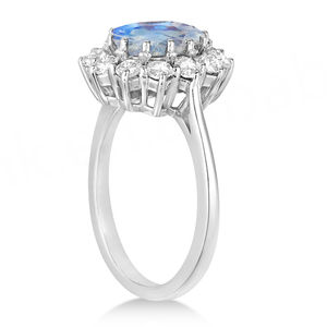 925 Sterling Silver High Quality Rainbow <b>Moonstone</b> Engagement <b>Ring</b> 9x7mm Natural Oval Shaped CZ Stone Wedding Occasion - Product Image 3