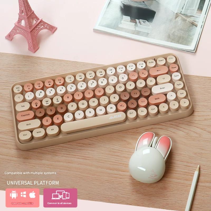 คีย์บอร์ด BT 5.0 + เมาส์สีขาว