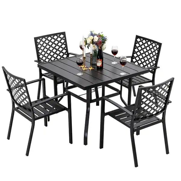 high quality Patio furniture outdoor dining table set 4 chairs metal