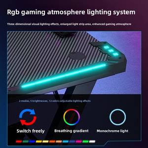 Bureau de jeu informatique transfrontalier pour le commerce extérieur du fabricant, ensemble de bureau de <span class=keywords><strong>gaming</strong></span> à domicile réglable en hauteur, carré, RGB - Product Image 2
