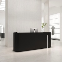 Comptoir de réception commercial moderne minimaliste en bois massif écologique, laqué noir, pour salons de coiffure et instituts de beauté