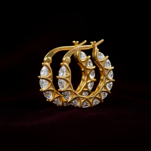 Orecchini a Cerchio di Lusso Mibbaca Iernation, Placcati in Oro 18K con Cristalli e Strass, Design Geometrico per Uso Quotidiano Femminile - Product Image 2