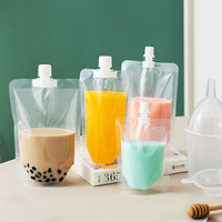Emballage liquide personnalisé imprimé et recyclable avec bec verseur et bouchon à vis pour jus, sauces, miel et boissons