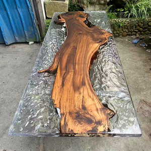 Chất lượng cao tùy chỉnh ngoài trời bàn ăn thiết lập thủ công chuyển đổi hình bầu dục hình dạng Epoxy nhựa gỗ hàng đầu sâu đúc lắp ráp cho - Product Image 5