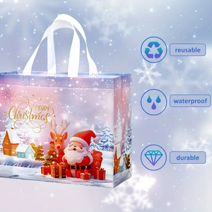 Bolsas de Regalo Navideñas con Asas, Bolsas de Tela No Tejida para Regalos de Navidad, Bolsas Decorativas con Diseño de Papá Noel y Muñeco de Nieve, Bolsas para Fiestas Navideñas - Product Image 4