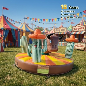 Taureau de rodéo gonflable commercial en PVC sans alimentation électrique pour enfants, idéal pour les fêtes de carnaval, les fêtes de jardin et la location d'équipements de divertissement. - Product Image 1