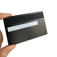 Fente à puce EMV 0.8MM carte bancaire de crédit en métal noir vierge pour gravure laser avec bande magnétique Hico