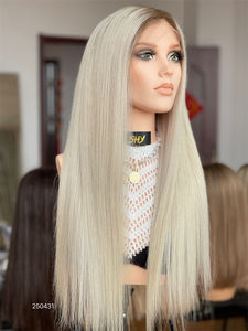 Pelucas Cabello Humano Perruques en cheveux humains originaux Cheveux timides Platine Blonde Dentelle Perruques brutes vierges avec extrémité de cheveux plus complète - Product Image 2