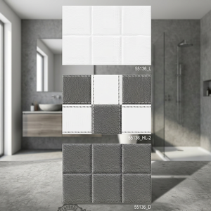 Carreaux de céramique modernes brillants et émaillés, design noir linéaire, 300x450mm, pour murs intérieurs de salle de bain et couloir - Product Image 2