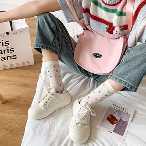 Women <b>Breathable</b> Mid-Calf <b>Socks</b> Colored Dots And Black White Dots Cotton Summer Thin <b>Socks</b> For Youth - Product Image 3
