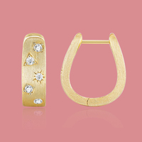 S925 Sterling Silver Plaqué Or Boucle D'oreille Femme Moissanite Hoop Boucles D'oreilles Fer À Cheval Satin Hoop De Luxe Diamant Boucle D'oreille