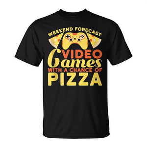Prévisions du week-end : jeux vidéo avec chance de recevoir une pizza, t-shirt Gamer - Product Image 2