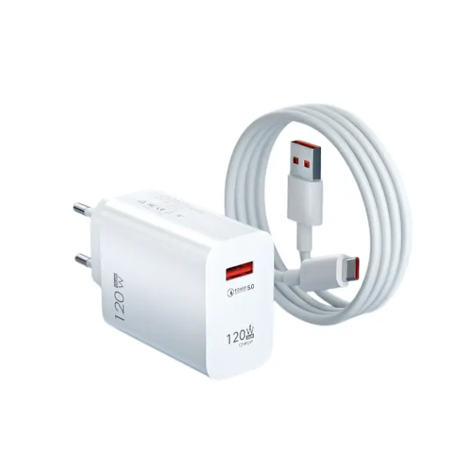 120W EU UK US fast charger data cable set 5 0 USB fast charger White plug charger collocation1M 120W data cable