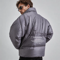 Veste d'hiver pour homme en duvet rembourré 3D avec logo personnalisé, surdimensionnée, épaisse, imperméable, respirante, réversible, streetwear