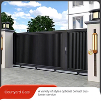 Puerta Corredera Vertical Moderna de Aluminio Negro, Puerta de Entrada Automática para Viviendas y Propiedades Residenciales, Seguridad