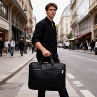 Sac pour ordinateur portable de style classique avec poignée, fermeture en PU, tailles 13-16 pouces, poches