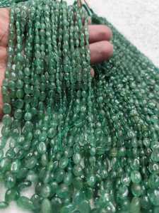 Chaîne de perles ovales vertes en pierre naturelle, perles de pierres précieuses en vrac pour la fabrication de bijoux KD GEMS & JEWELLERY India - Product Image 4