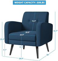 Fauteuil tapissé de siège de double plate-forme de jambes en métal de salon de loisirs pour le salon