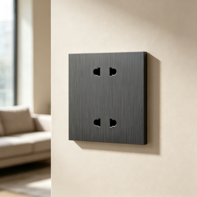OEM Factory Customized 2 Gang 2 Pin Socket Durable Wholesale Wall Mounted Power Outlet Dual Socketed