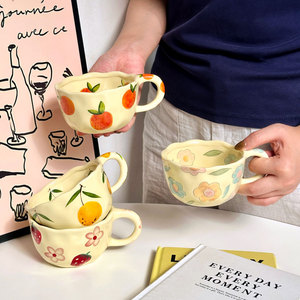 Cute Strawberry Fruit Mug Irregular Ceramic Coffee Mug Flower Design Latte Cup for Cappuccino - Product Image 4