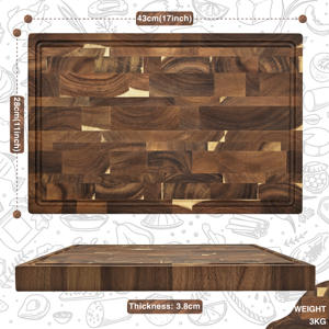 Outil <span class=keywords><strong>de</strong></span> cuisine sûr et utile, <span class=keywords><strong>planche</strong></span> <span class=keywords><strong>à</strong></span> <span class=keywords><strong>découper</strong></span> <span class=keywords><strong>en</strong></span> <span class=keywords><strong>bois</strong></span> d'acacia <span class=keywords><strong>de</strong></span> 1,5 pouces, extra épaisse, grande, <span class=keywords><strong>à</strong></span> grain <span class=keywords><strong>de</strong></span> <span class=keywords><strong>bout</strong></span>, nouvelle conception personnalisée - Product Image 2