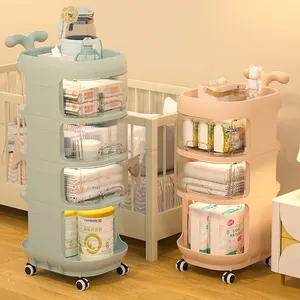 Baby Product Opbergrek Plastic Trolley Verwijderbare Opslag Multifunctionele Mobiele Lade Baby Producten Roterend Opbergrek