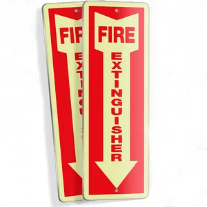 灭火器在黑暗铝标志中发光4x 12英寸可打印消防标志消防安全