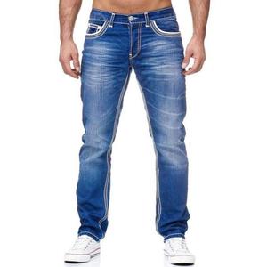 Erkek rahat çift hat Denim kot orta bel açık koyu yıkama cepler yumuşatıcı kumaş su geçirmez bahar yaz sonbahar - Product Image 3
