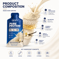 Boisson protéinée liquide complète OKTW Pure Protein, saveur milkshake vanille, aide à construire et à maintenir les muscles, complément alimentaire.