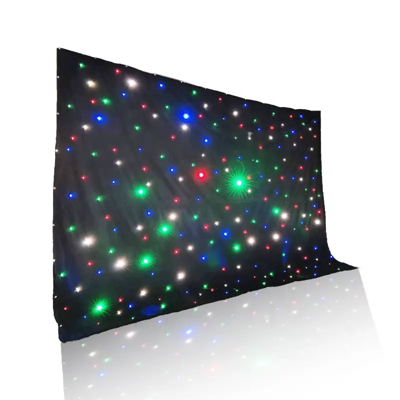 Telón de fondo personalizado con luces led y estrellas, cortina de terciopelo negro brillante, luces de fondo para decoración de escenario de boda