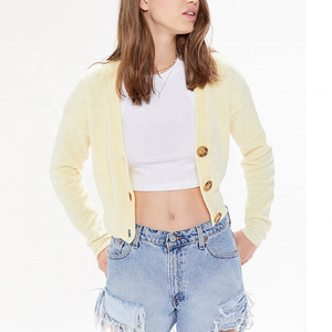 Cardigan tricoté à col v en Polyester pour femmes, sweat-shirt - Product Image 3