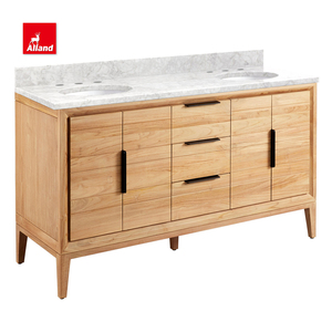 Lavabo <span class=keywords><strong>de</strong></span> salle <span class=keywords><strong>de</strong></span> bain avec Double évier à montage, armoire décorative moderne, Texture en teck naturel, Grain <span class=keywords><strong>de</strong></span> bois, pour maison moderne - Product Image 2