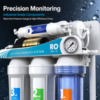 Purificateur d'eau RO électrique transparent à 5 étapes avec manomètre intégré, filtration manuelle, écologique, pour usage hôtelier et domestique