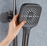 Ensemble de douche mural thermostatique à affichage numérique LED, avec pommeau de douche à effet pluie doux, barre coulissante et cartouche céramique - Pour salle de bain