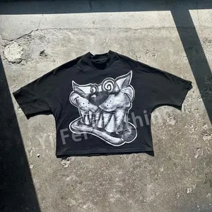 Individuelle Designer Streetwear bedrucktes T-Shirt Schwere Baumwolle Hip Hop Übergröße Drop-Schuhe schlicht zugeschnittenes Graphic-T-Shirt