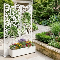Jardinière autoportante en alliage d'aluminium découpé au laser avec treillis pour plantes grimpantes, trou de drainage, durable, écologique, décoration intérieure