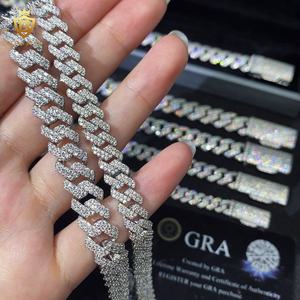 8mm 10mm 12mm 925シルバーMoissaniteダイヤモンドキューバチェーンアイスアウトMoissaniteキューバリンクパスダイヤモンドテストVvs Moissaniteチェーン - Product Image 4