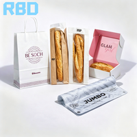 Ensemble d'emballages en papier pour boulangerie avec logo imprimé personnalisé, boîte cadeau, sac en papier, sac à baguette, sac à pain, conteneur alimentaire à emporter pour boulangerie