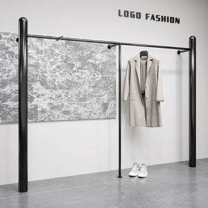 Espositore per <span class=keywords><strong>Abbigliamento</strong></span> <span class=keywords><strong>Femminile</strong></span> in Metallo Nero da Parete per <span class=keywords><strong>Negozi</strong></span> al Dettaglio - Product Image 4