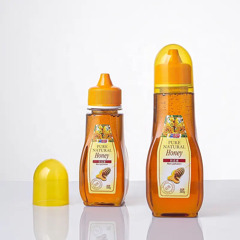 Pet Plastic Squeeze Bottle 12oz Plastic Pet Honey Food Bottle With Plastic Silicone Lid Can Squeeze