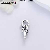 Double fermoir à homard en argent Sterling 925 oxydé en forme de fleur pour les bijoux