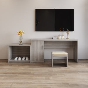 Ensemble de chambre à coucher d'hôtel moderne personnalisable Lit double standard Armoire individuelle en bois pour Apartamentos Habitaciones Personas - Product Image 3