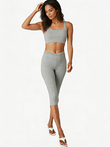 Lot de 2 leggings mi-mollet taille haute élastiques pour femmes grandes tailles – Couleur unie extensible pour tenue décontractée et active - Product Image 3