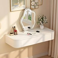 Coiffeuse flottante murale entièrement assemblée, coins arrondis, 23,6''-63'', gain de place, moderne, suspendue