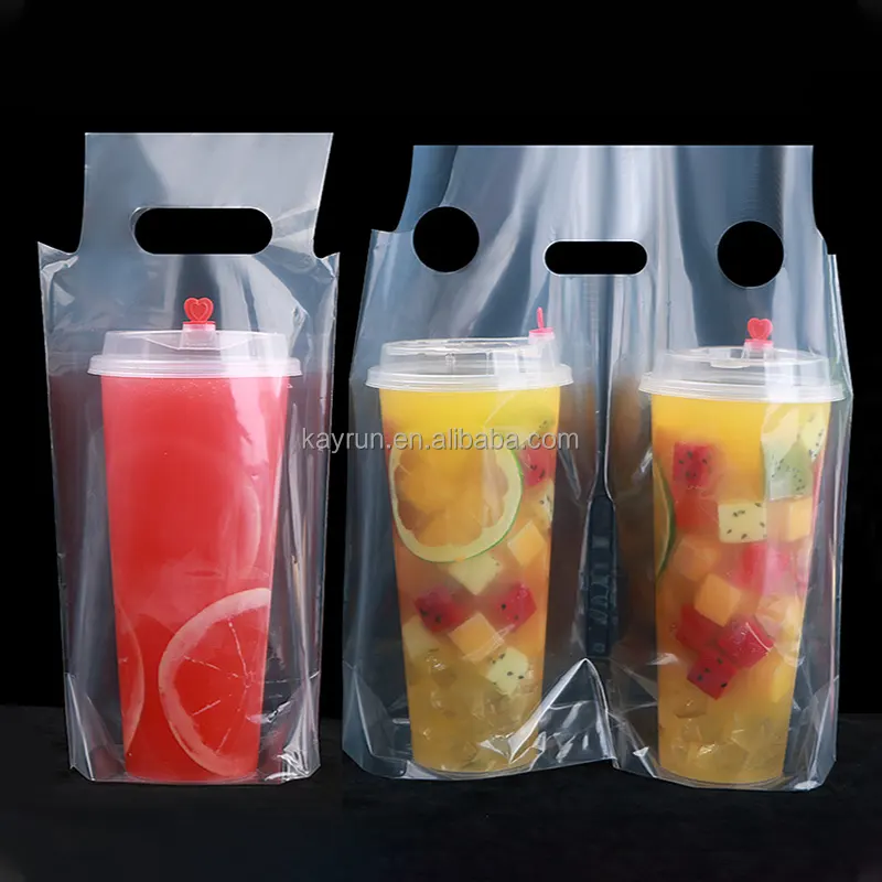 Wegwerp Nemen 1 2 Cup Drink Dikker Plastic Verpakkingen Bubble Thee Takeaway Plastic Zak