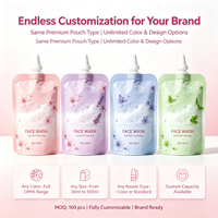 Pochette souple personnalisée avec bec verseur pour cosmétiques, nettoyant visage, anti-fuite, haute barrière, qualité alimentaire, impression personnalisée, emballage pour soins de la peau 50ml