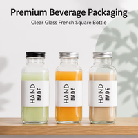 Bouteille de jus en verre vide carrée française de 16oz pour stocker la bière froide maison, le café, les Smoothies, bouteille d'emballage de lait